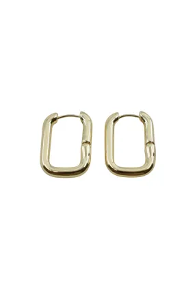 Gold Square Chain Link Hoop Earrings