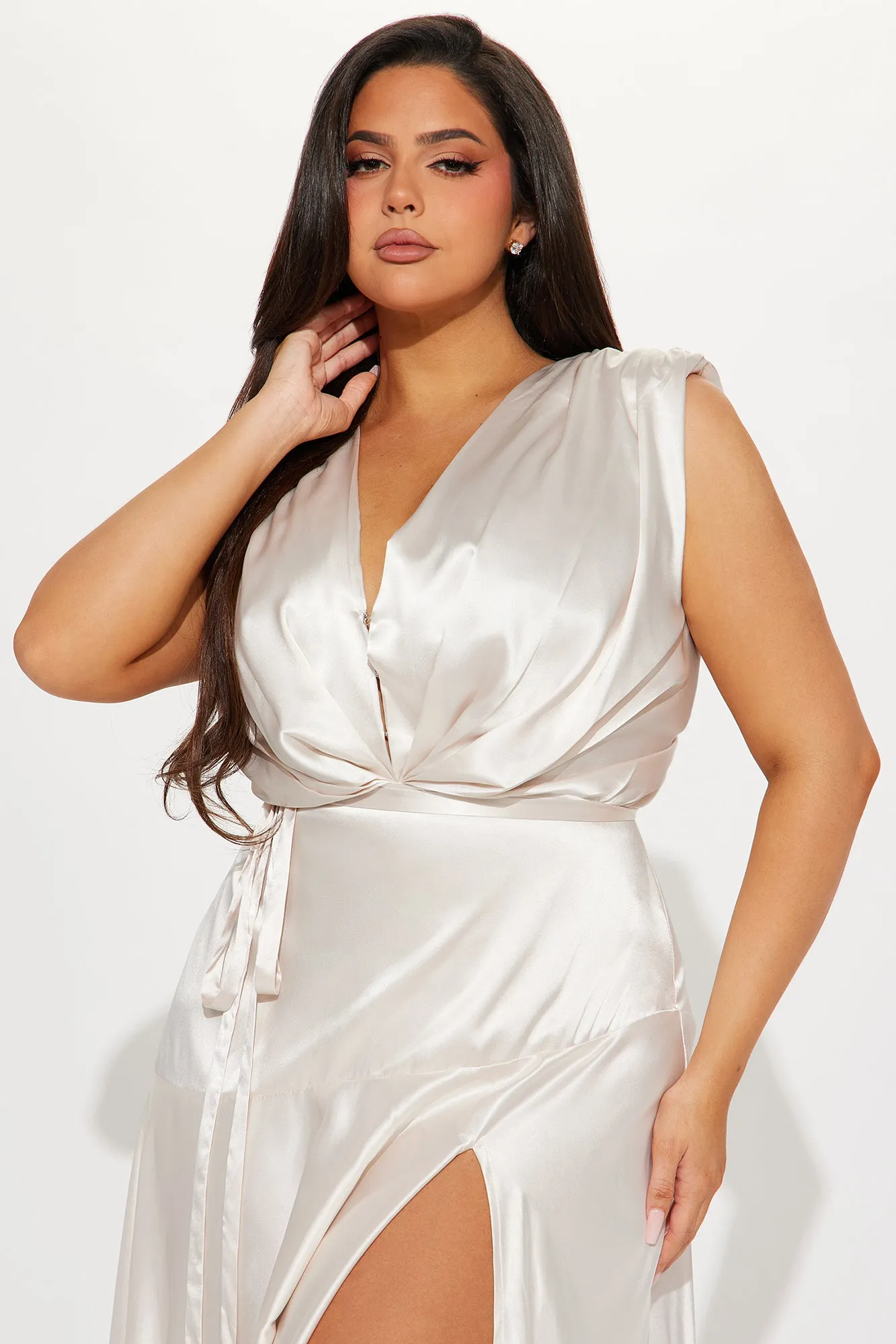 Gracing You Satin Maxi Dress - Champagne