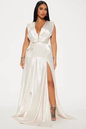 Gracing You Satin Maxi Dress - Champagne