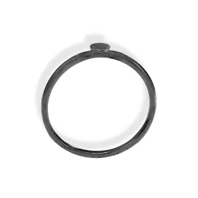 Handmade Black Plated Silver Thin Ring With Medium Disk