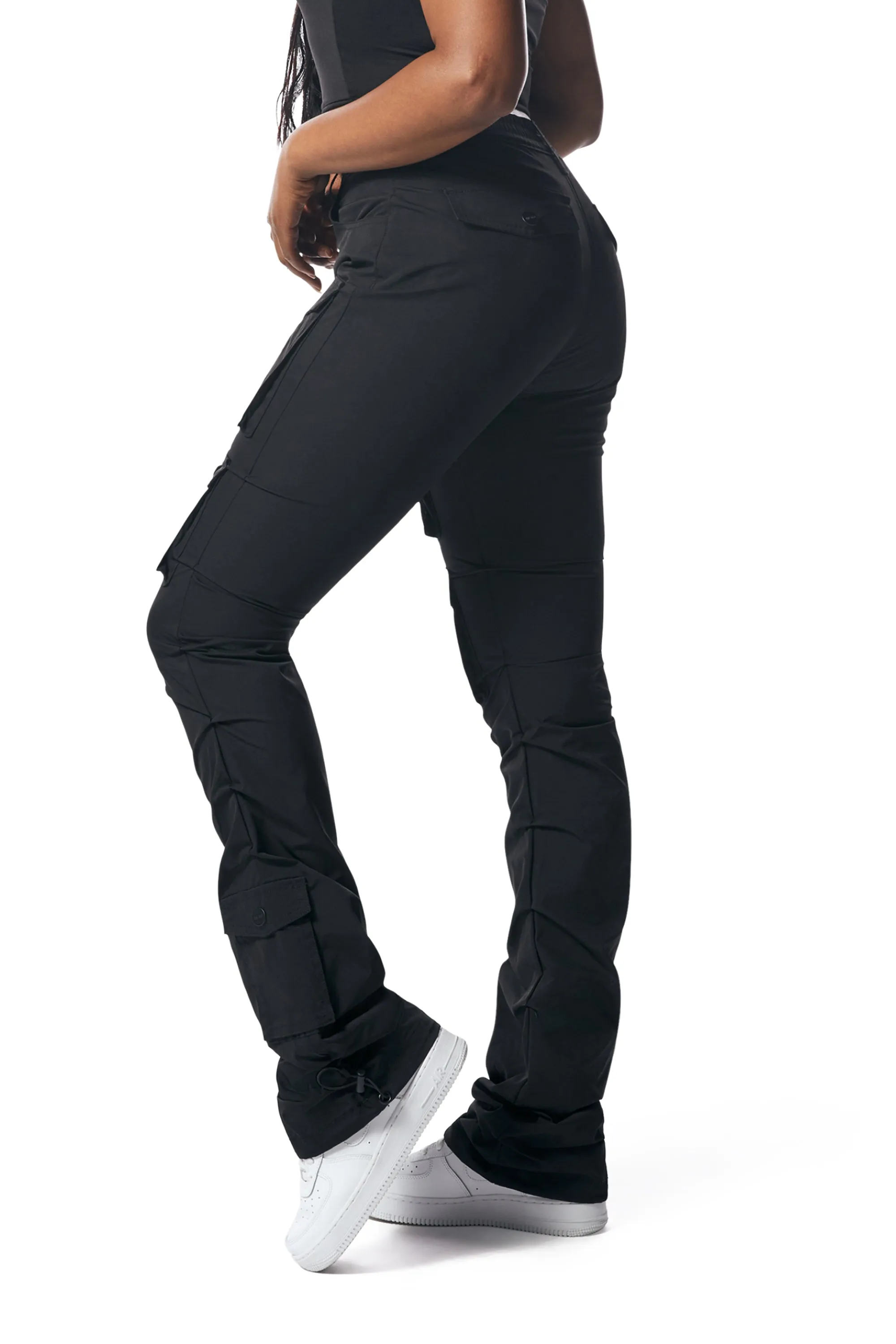 High Rise Stacked Utility Pants - Black