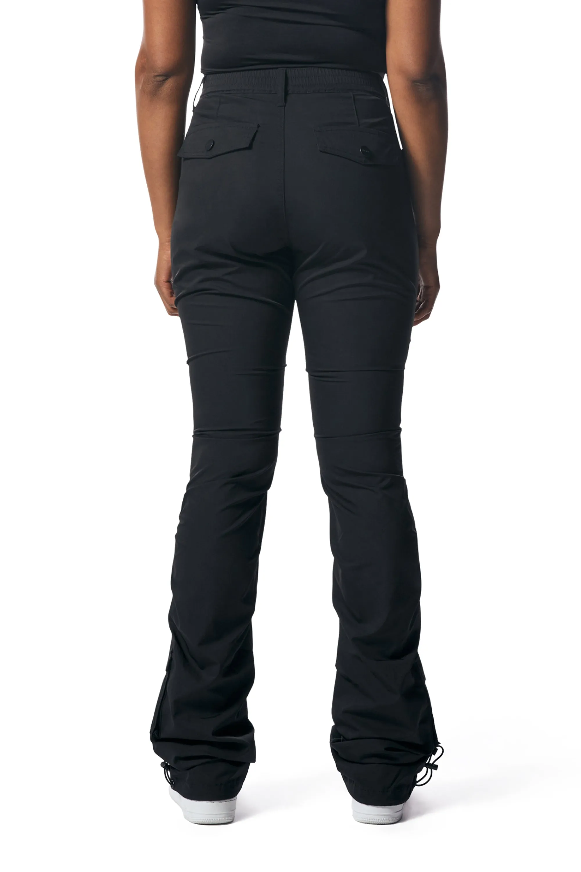 High Rise Stacked Utility Pants - Black