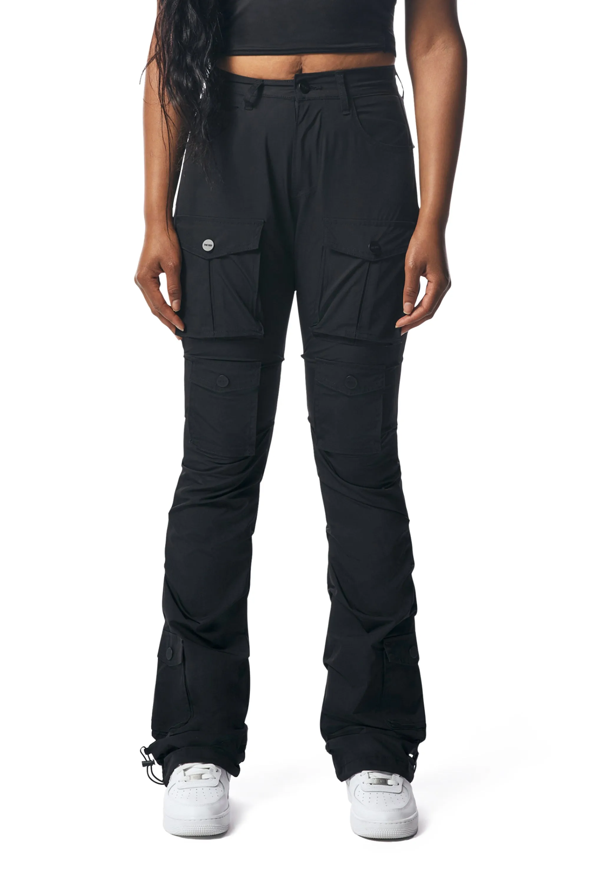 High Rise Stacked Utility Pants - Black