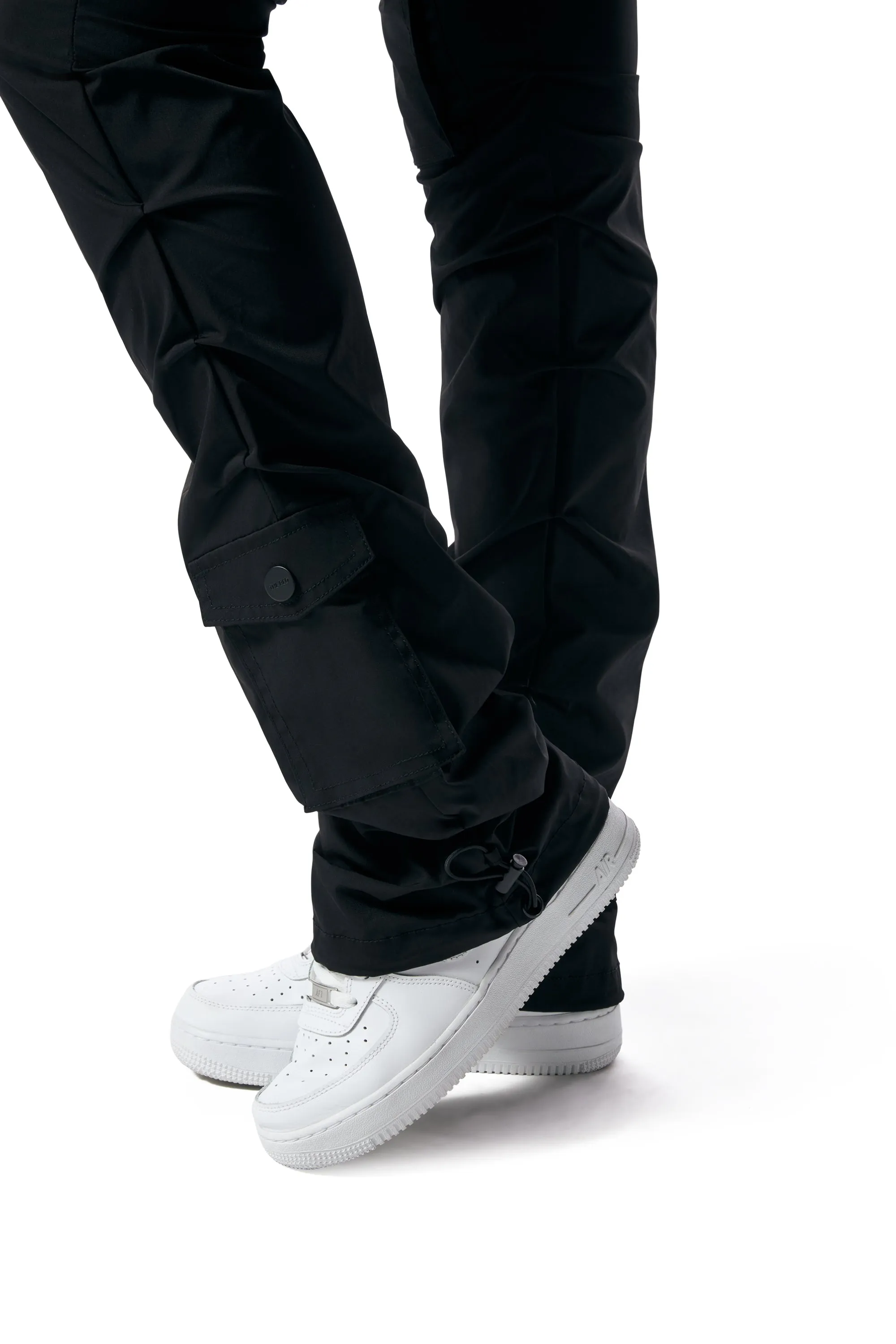 High Rise Stacked Utility Pants - Black