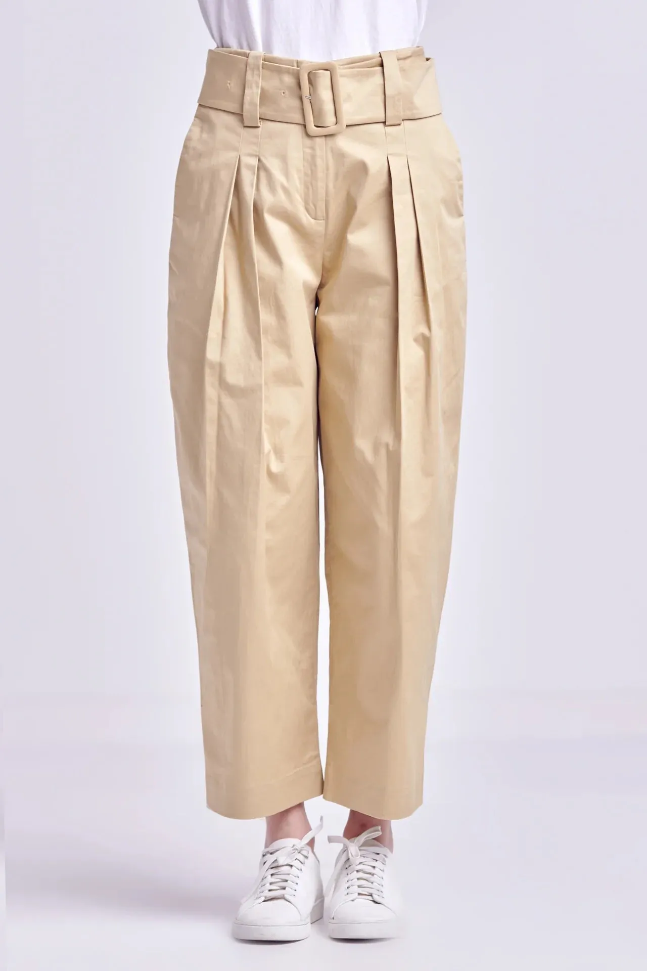 High Waist Belted Wide Leg Pants