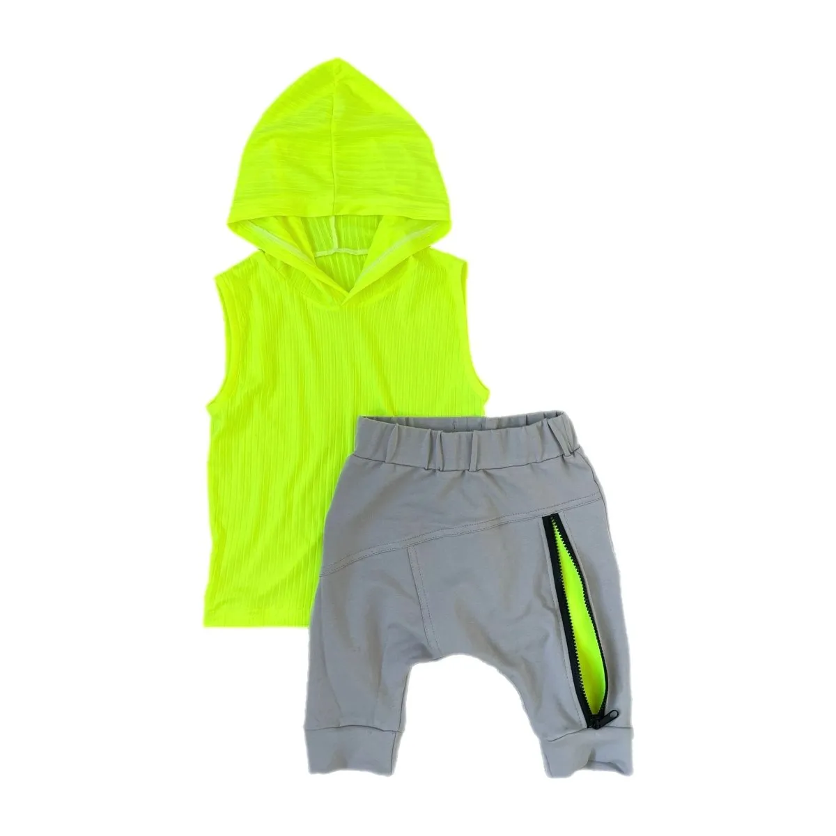 Hooded Tank- Neon Yellow Ribbed