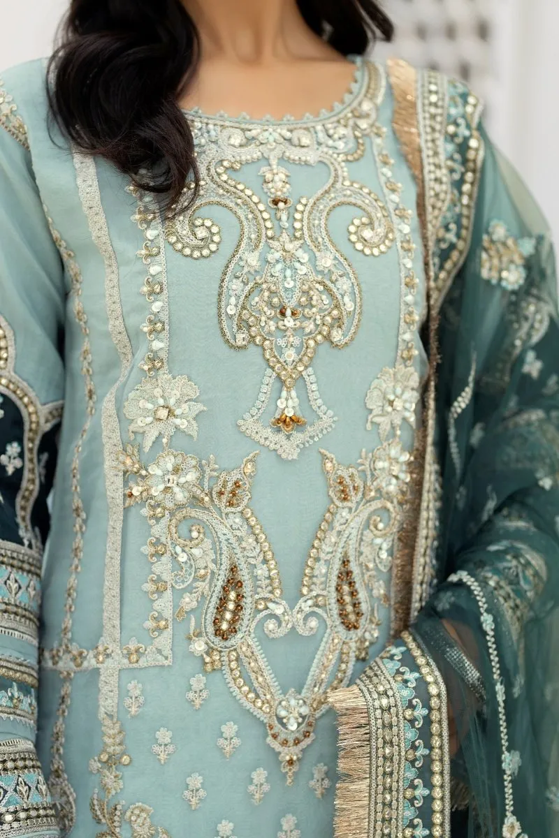 Imrozia Embellished Organza Pakistani Party Wear Suit Zebaish IMR196