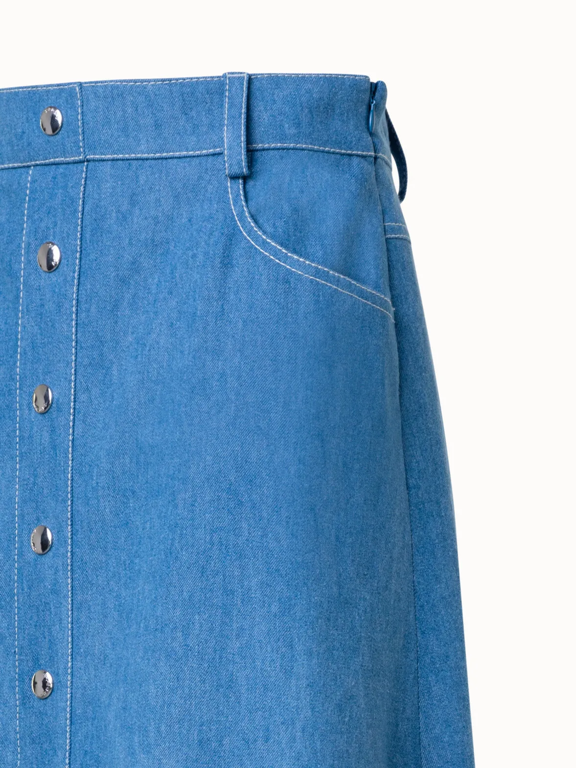 Jeansrock aus Baumwoll-Stretch-Denim in Midi-Länge