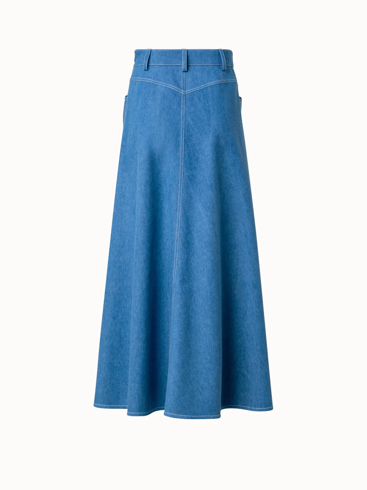 Jeansrock aus Baumwoll-Stretch-Denim in Midi-Länge