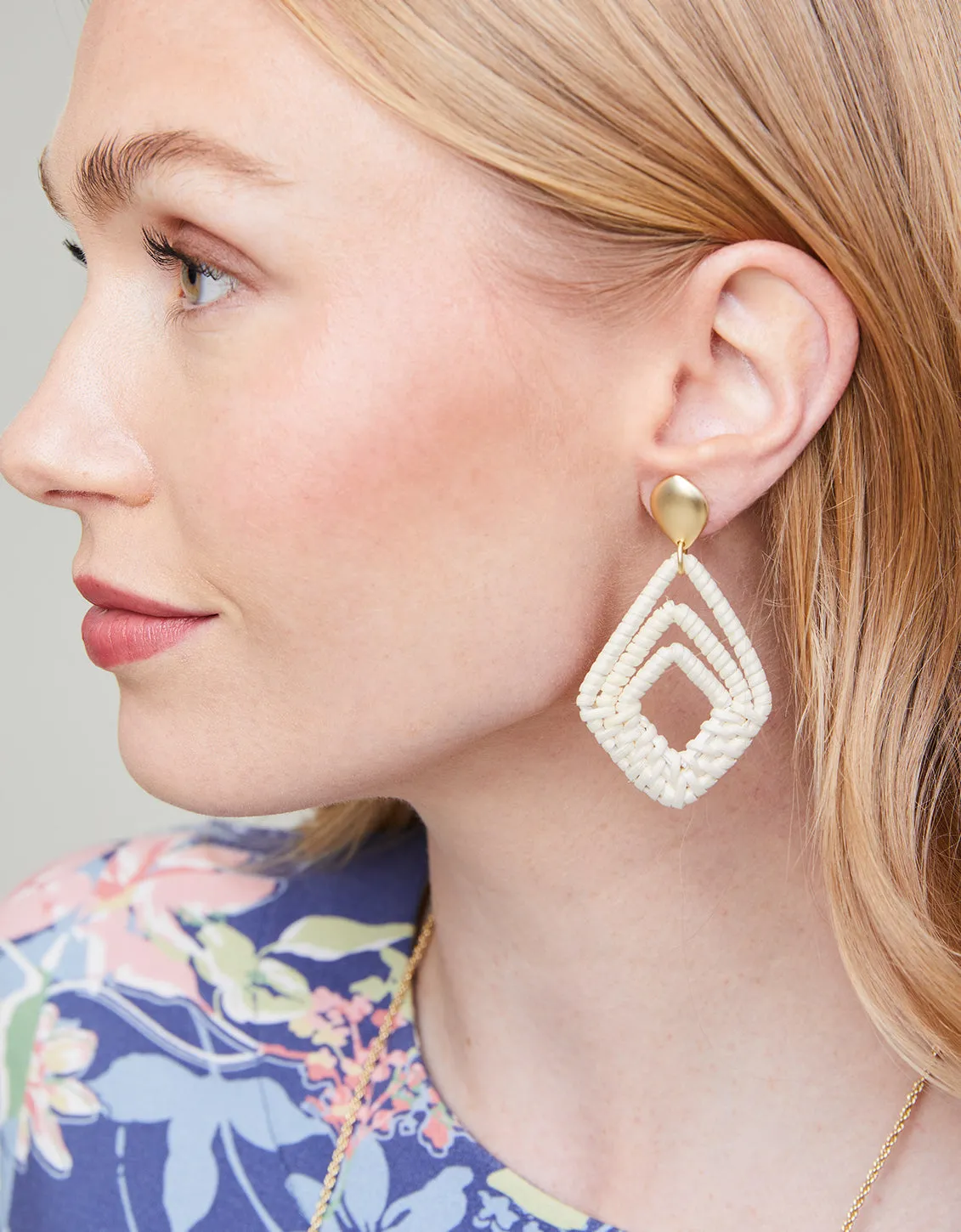 Jesse Wicker Earrings White