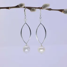 Juxtaposition - Freshwater Pearl Moonstone Sterling Silver Earrings