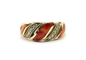 Kabana Coral and Diamond Ring