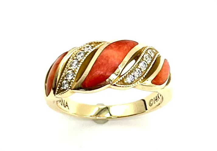 Kabana Coral and Diamond Ring