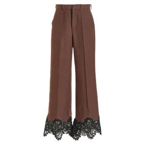 Lace-Paneled Wide-Leg Pants