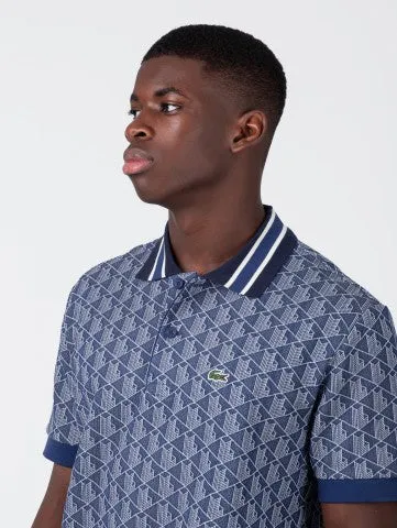 Lacoste Classic Fit Contrast Collar Monogram Motif Polo Shirt