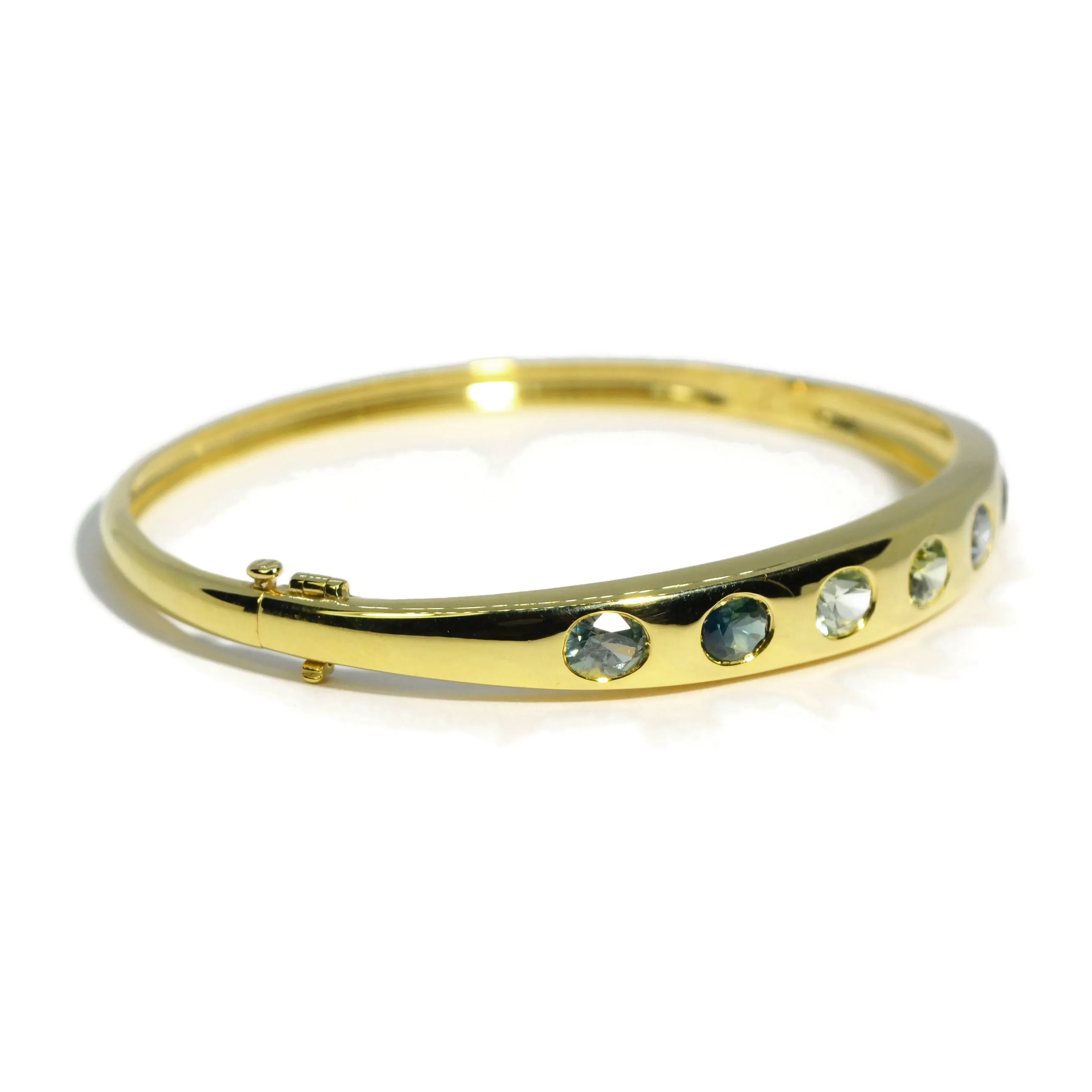 Lauren K - Odyssey Bangle Bracelet with Green Sapphires, 18k Yellow Gold