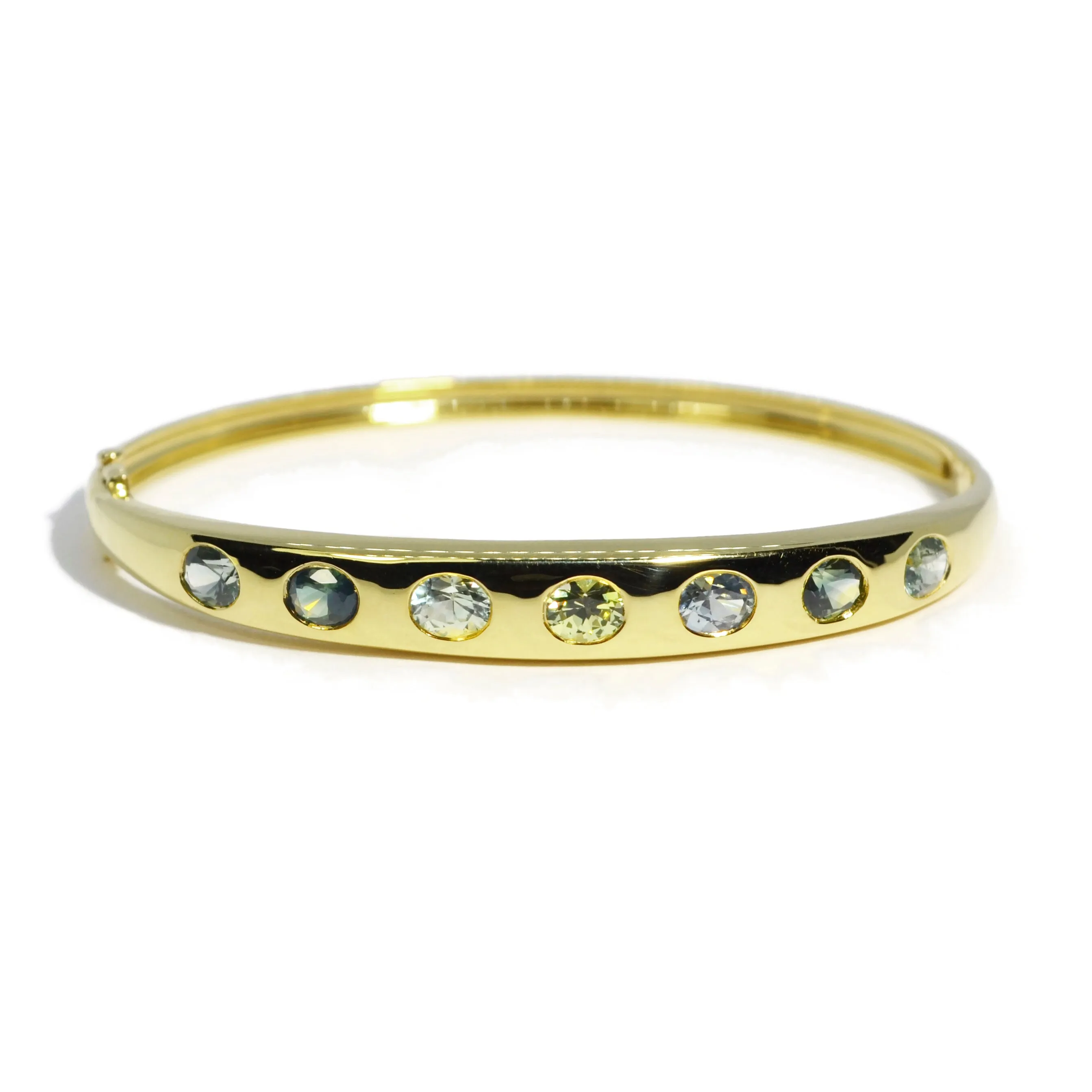 Lauren K - Odyssey Bangle Bracelet with Green Sapphires, 18k Yellow Gold