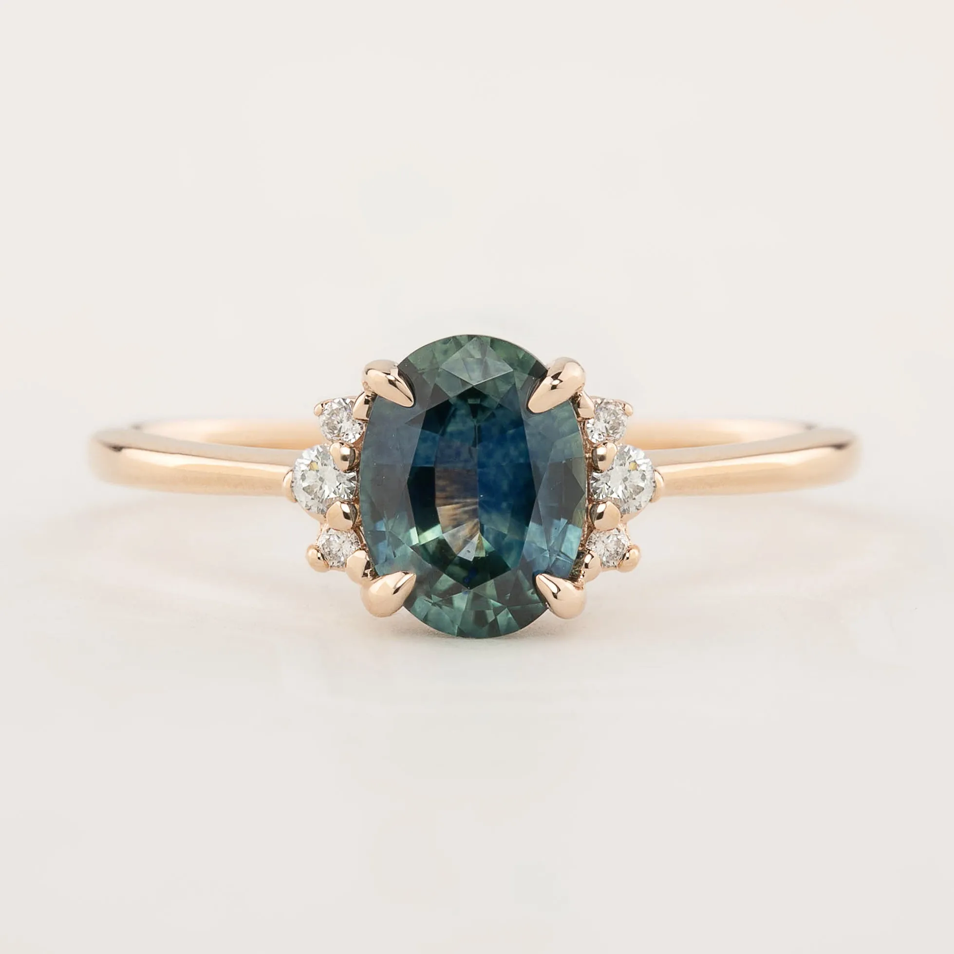 Lena Ring -1.01ct Parti Teal Blue Green Montana Sapphire (One of a kind)