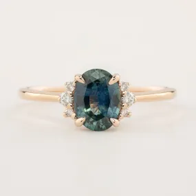 Lena Ring -1.01ct Parti Teal Blue Green Montana Sapphire (One of a kind)