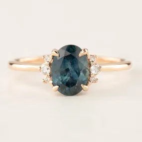 Lena Ring -1.29ct Parti Teal Blue Green Montana Sapphire (One of a kind)