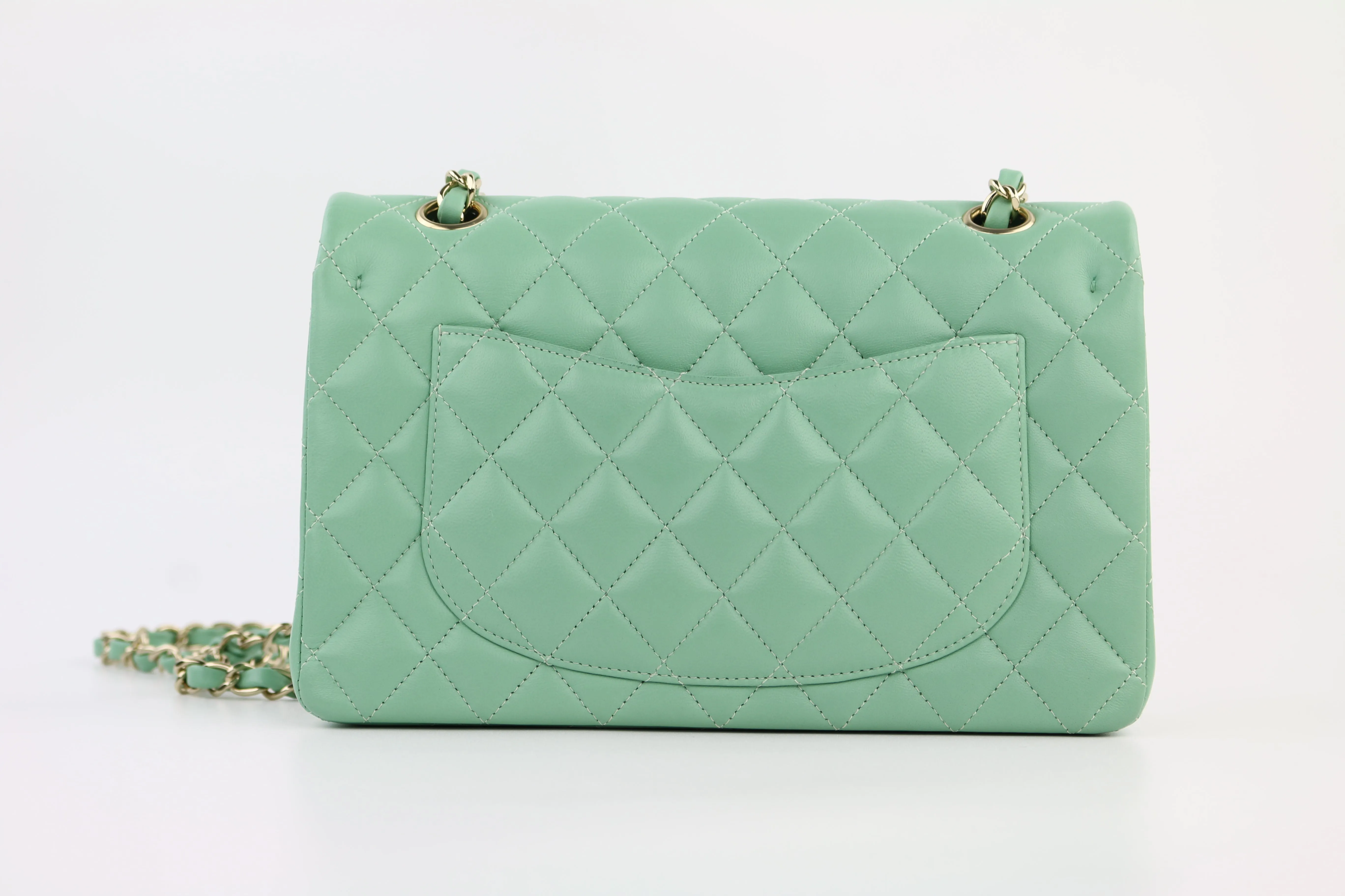 Light Green Lambskin Small Classic Flap