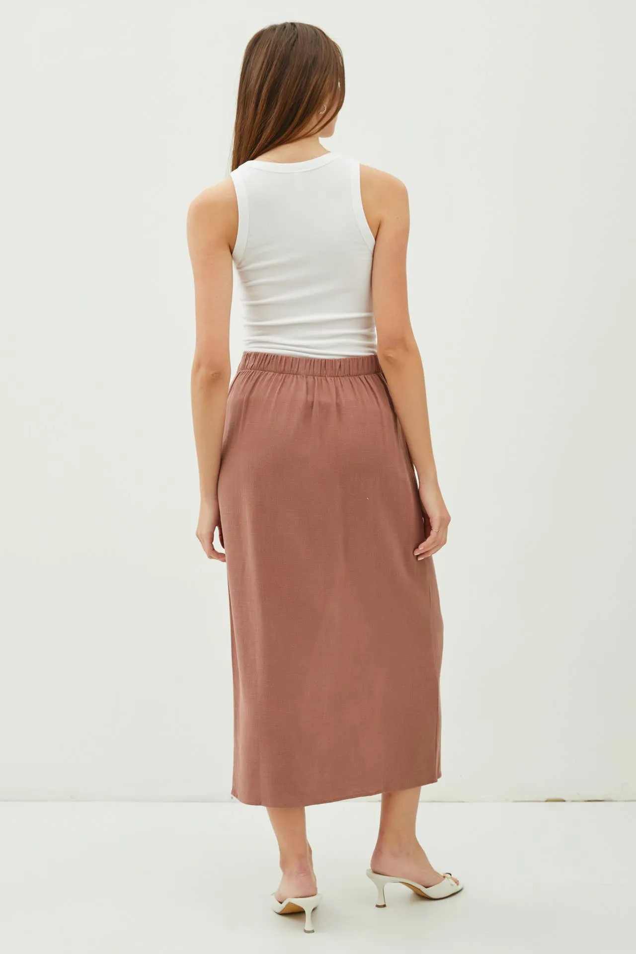 LINEN MIDI WRAP SKIRT