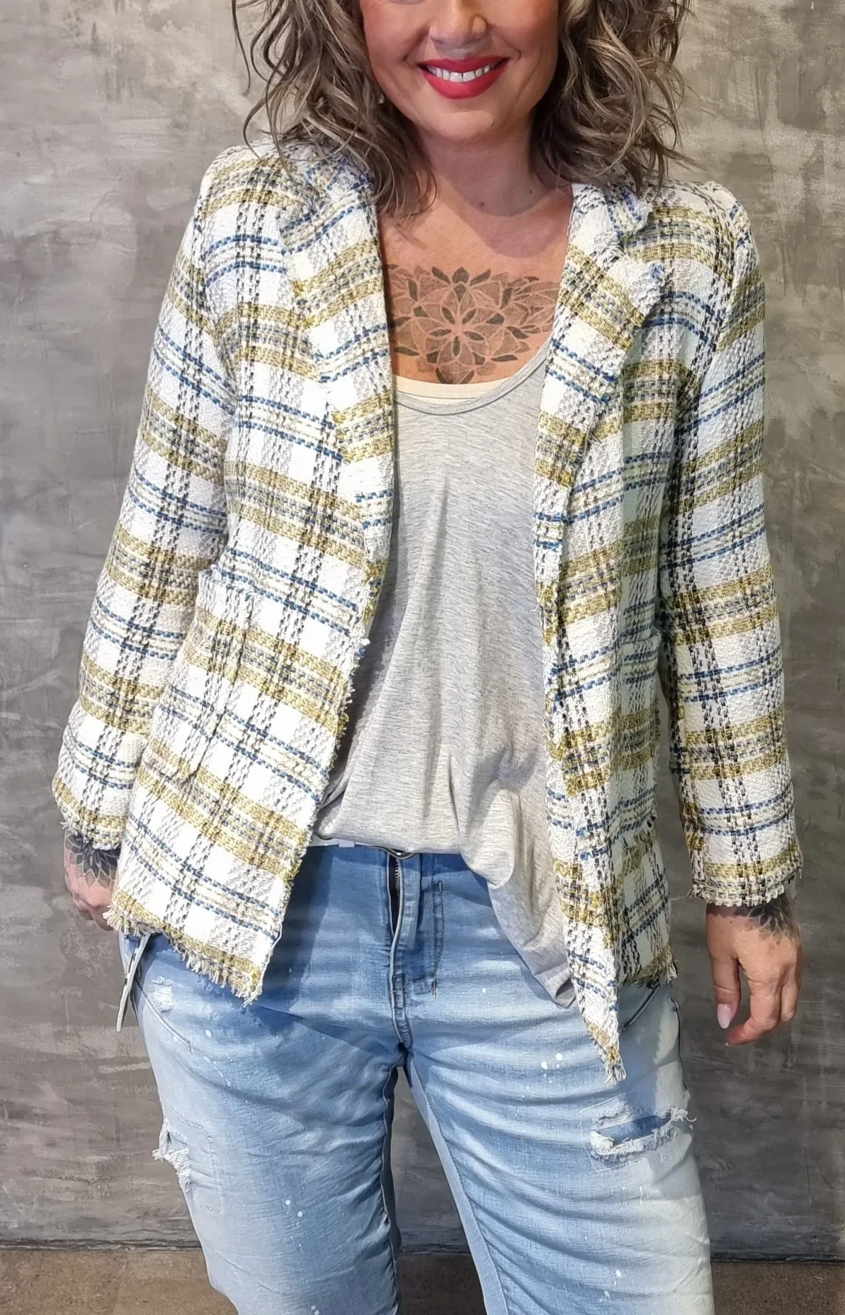 Madicken Check Blazer Jacket Yellow