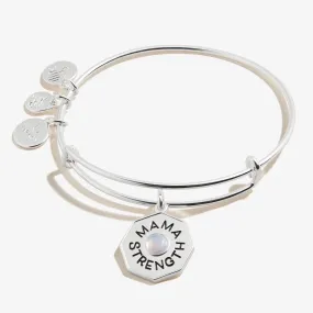 'Mama, Strength' Blue Lace Agate Charm Bangle Bracelet