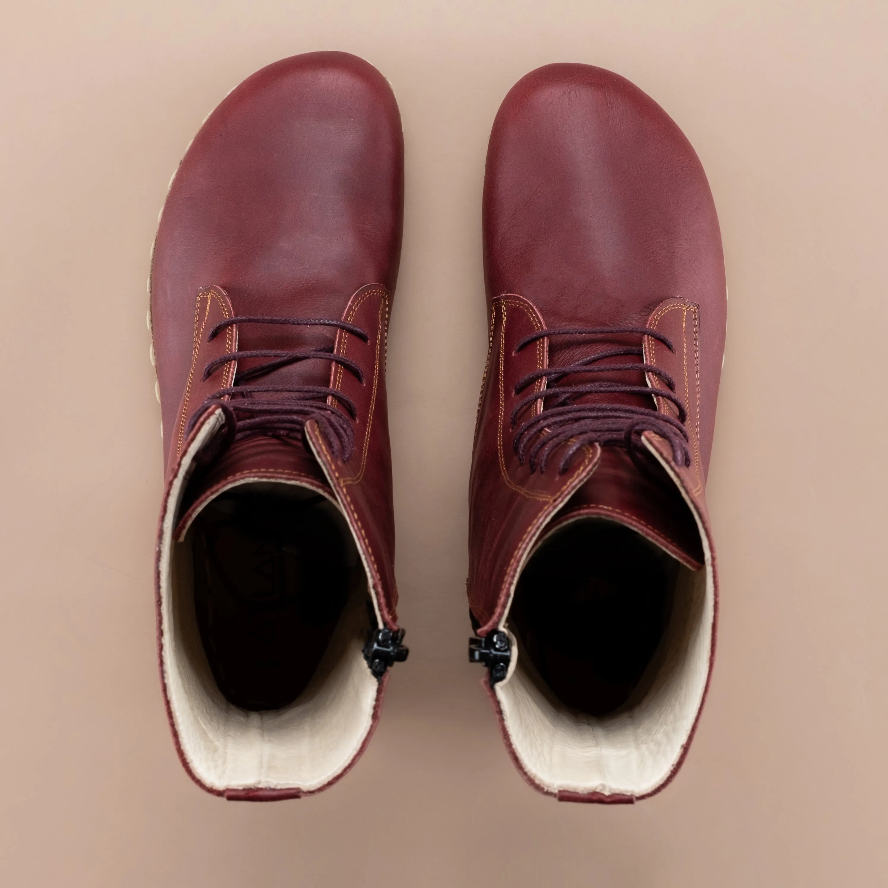 Men's Burgundy Barefoot High Ankle Boots