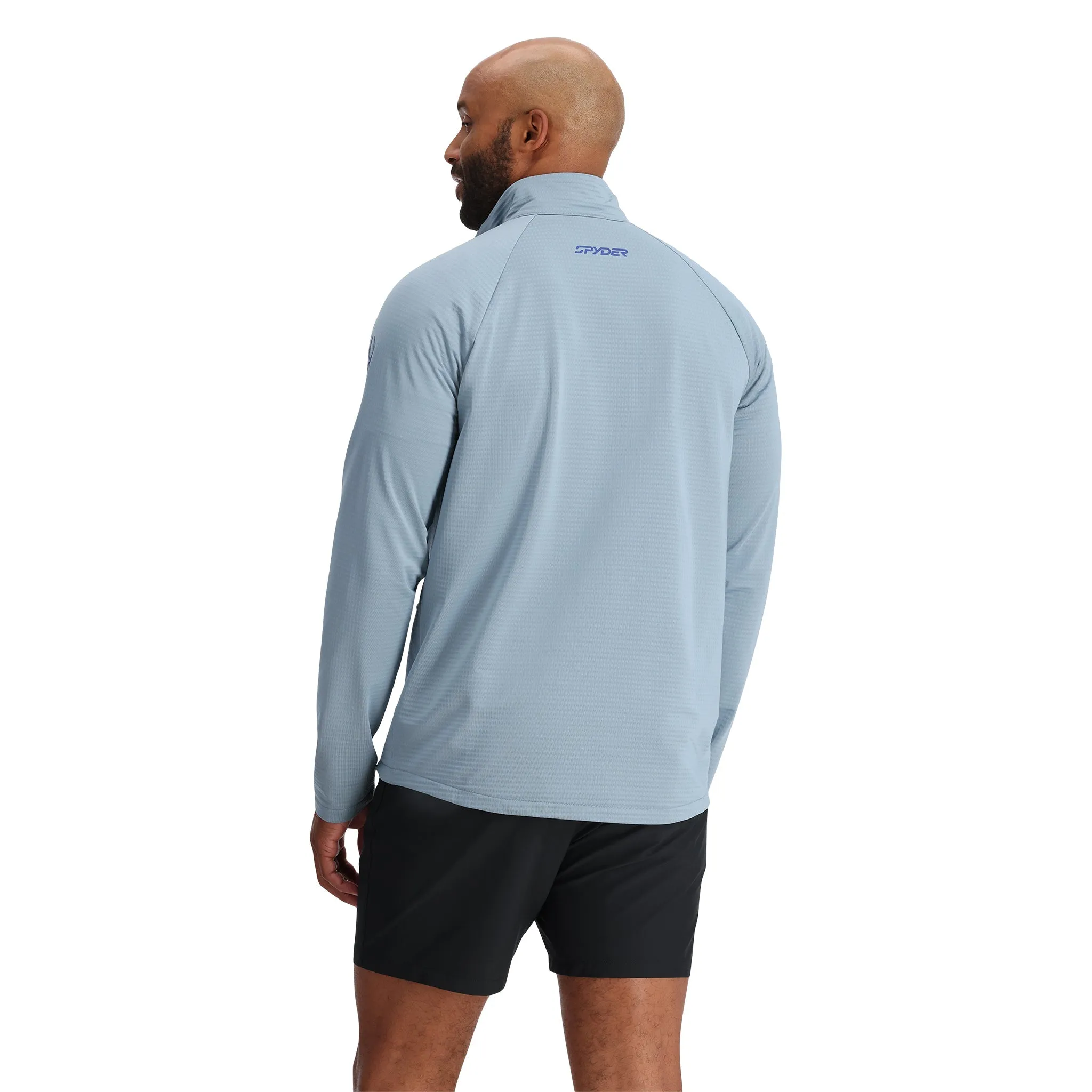 Mens Matrix Gridweb Half Zip - Blue Fog