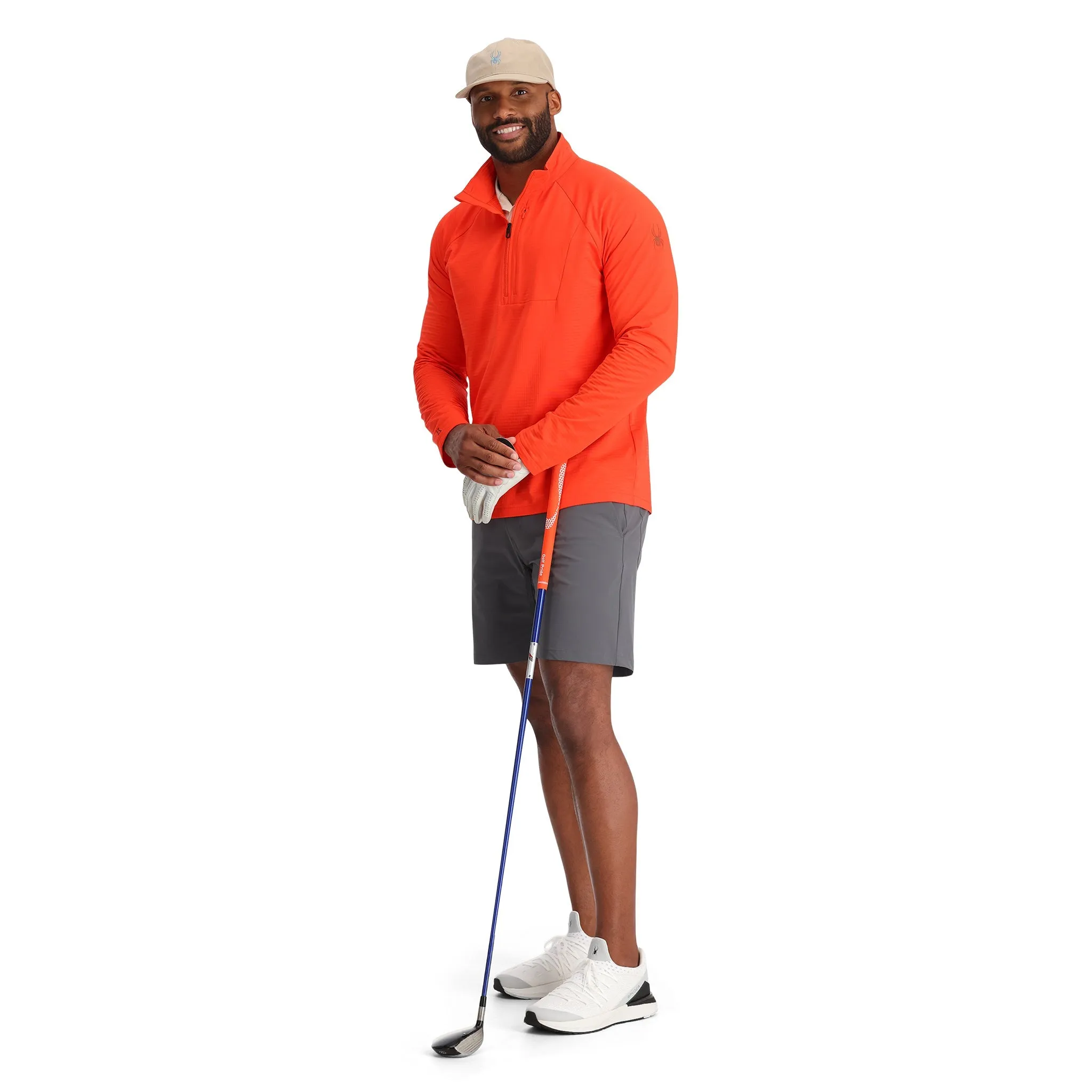 Mens Matrix Gridweb Half Zip - Twisted Orange