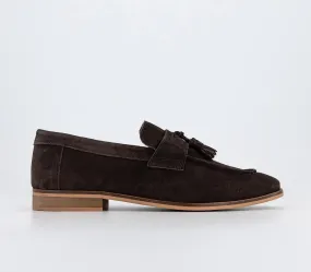 Mens Office Wide Fit: Channing Tassel Loafers Brown Suede