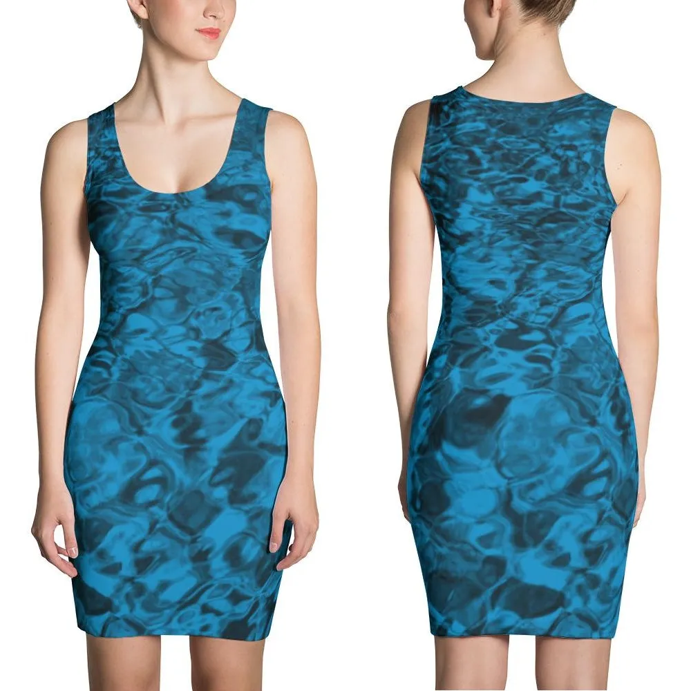 Mermaid Spandex Dress - STYLE Bodycon - COLOR Dark Blue Water