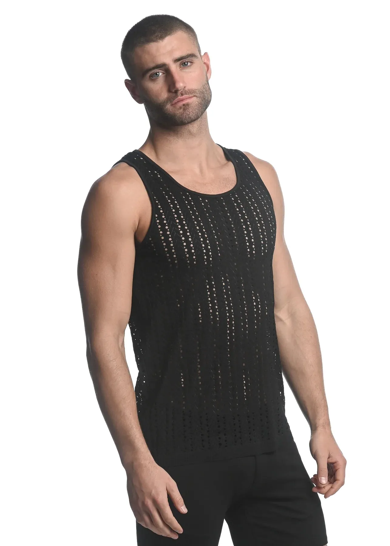 MICRO ARROWS STRETCH GOSSAMER KNIT TANK