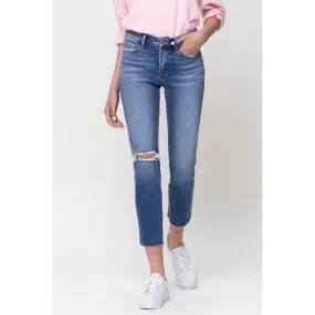 Mid-Rise Straight Crop Jeans