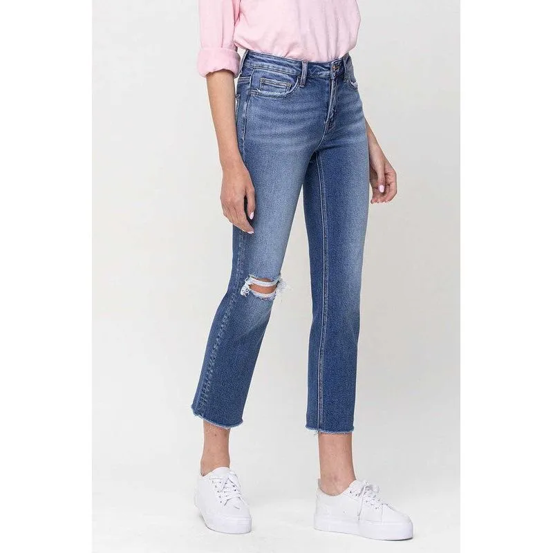 Mid-Rise Straight Crop Jeans