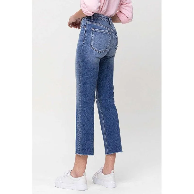 Mid-Rise Straight Crop Jeans