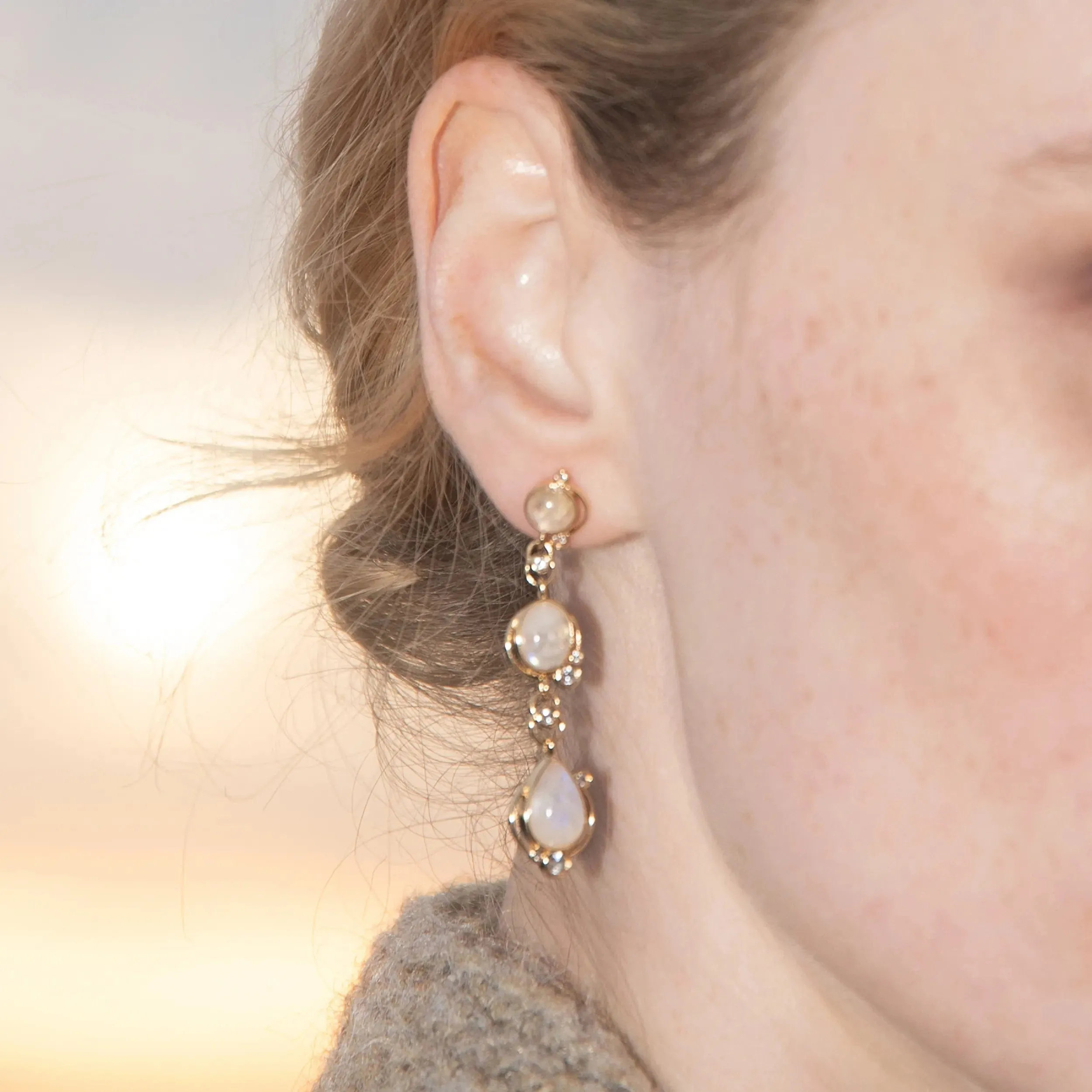 Moonstone Stardrop Earrings