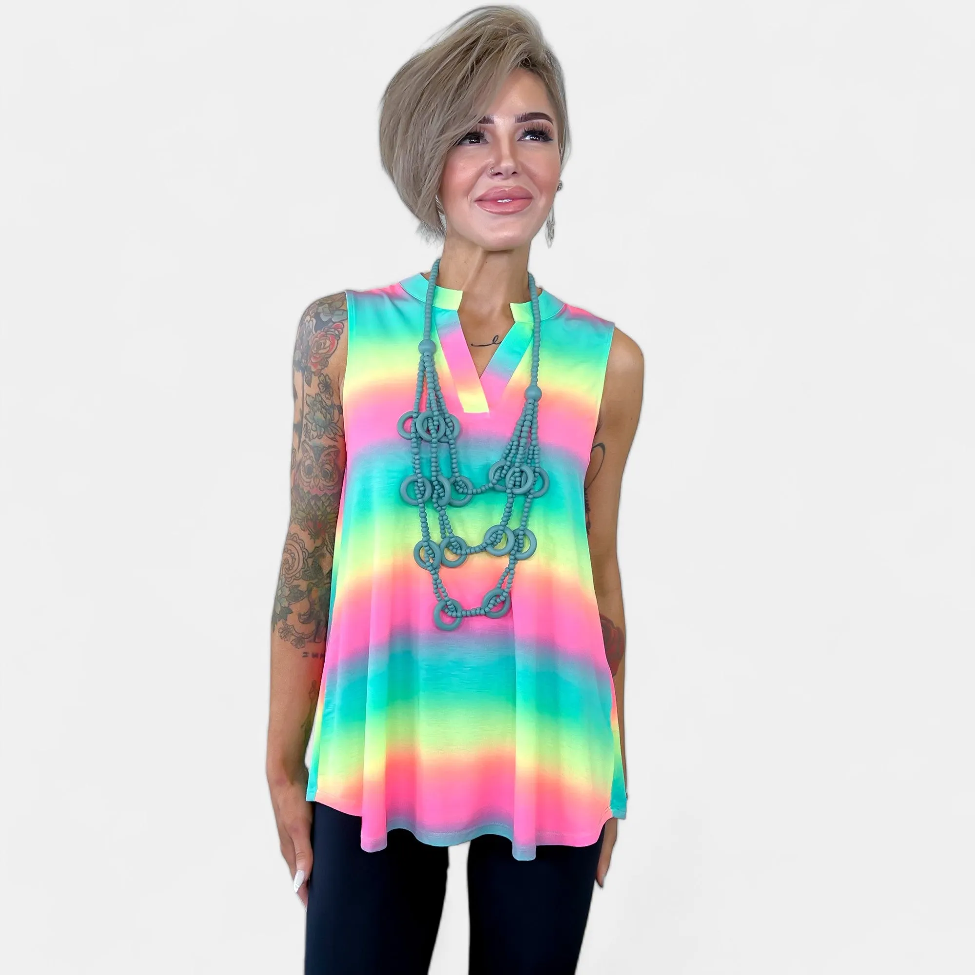 Multi Stripe Ombre Lizzy Tank Top [NO RETURNS]