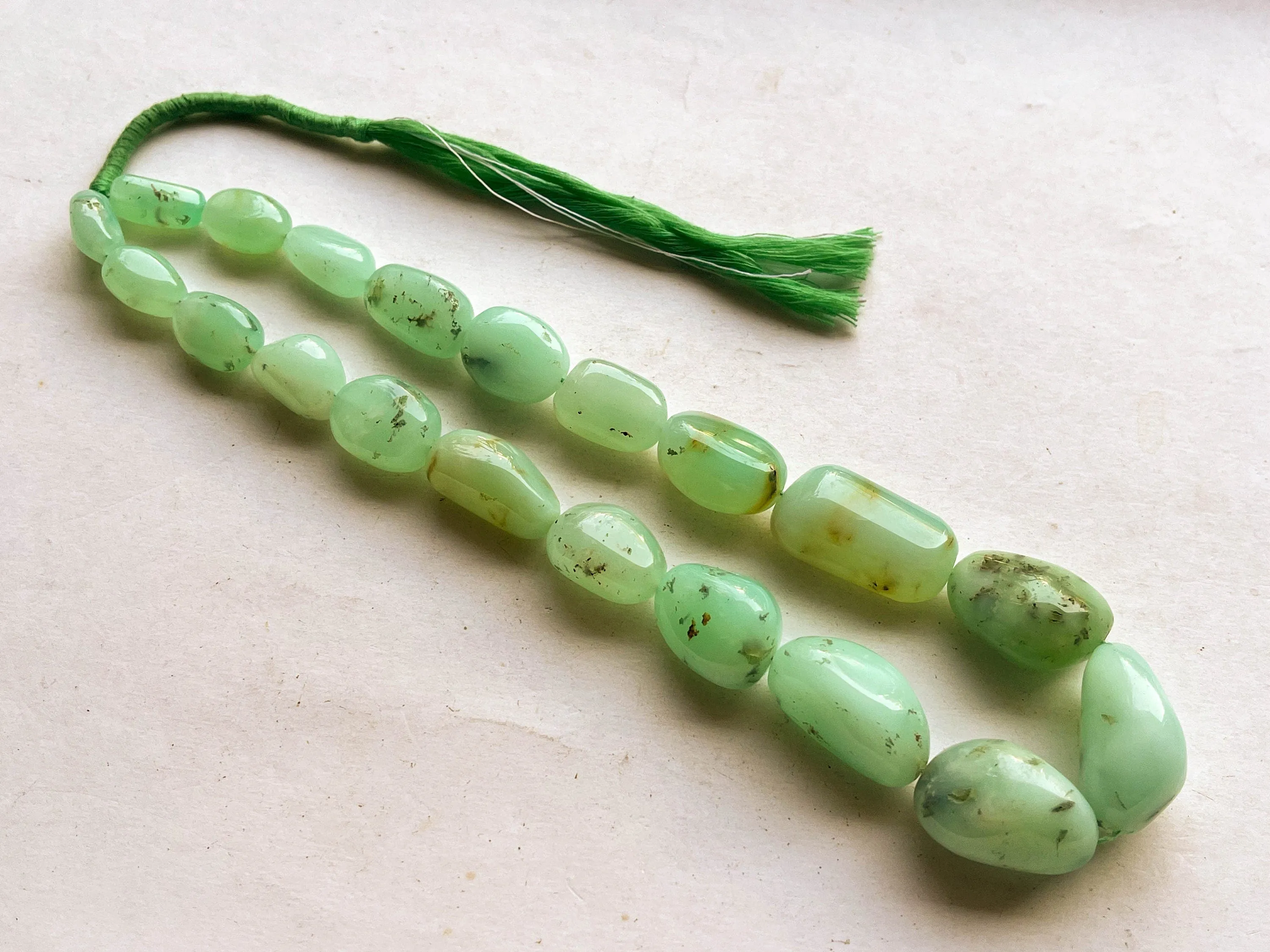 Natural Chrysoprase Smooth Tumble Shape Beads