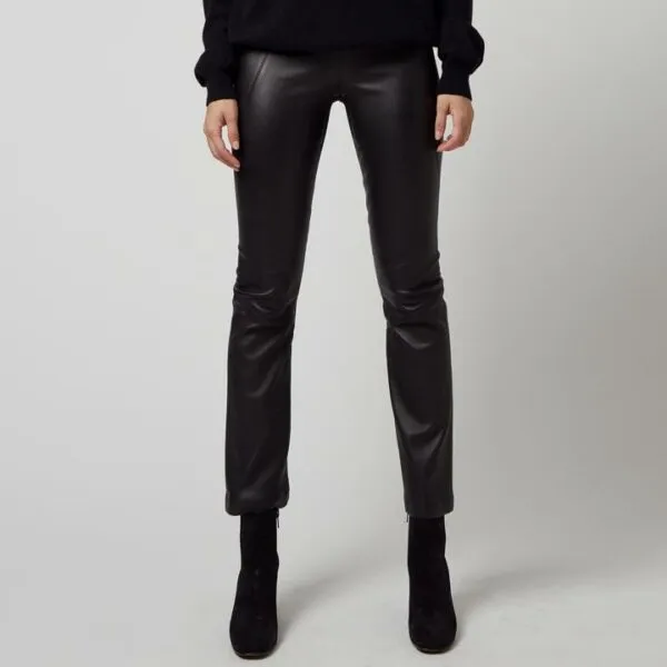 Nita Cropped Flare Leather Pant