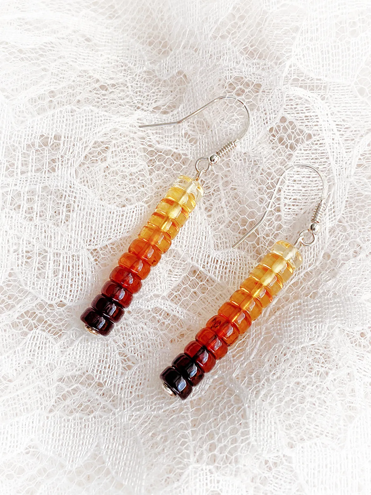 Ombre Amber Bead Stack Dangles