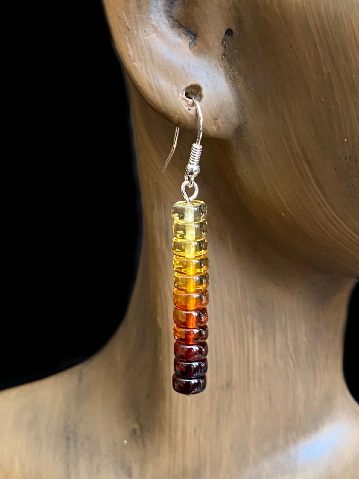 Ombre Amber Bead Stack Dangles