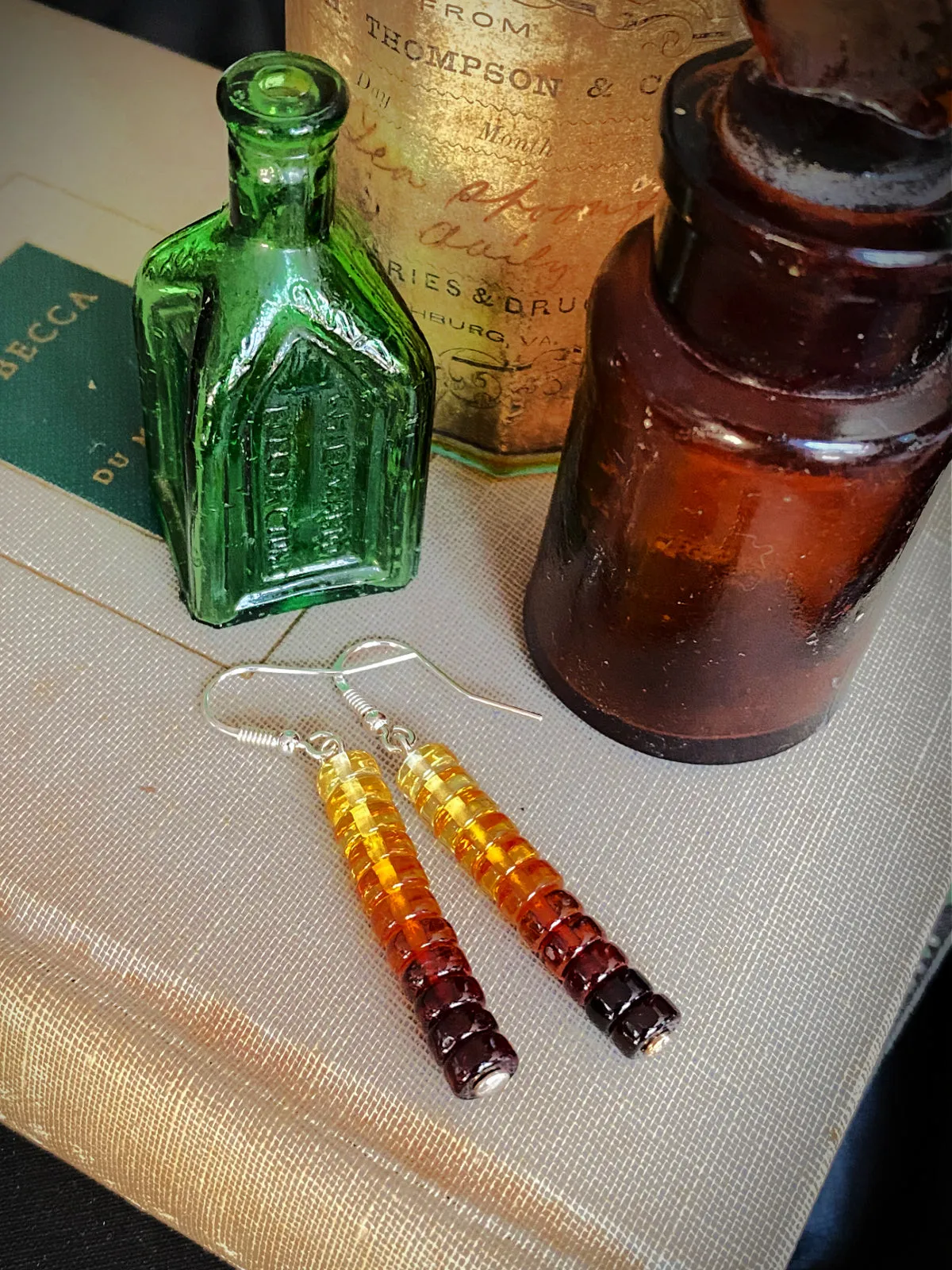 Ombre Amber Bead Stack Dangles