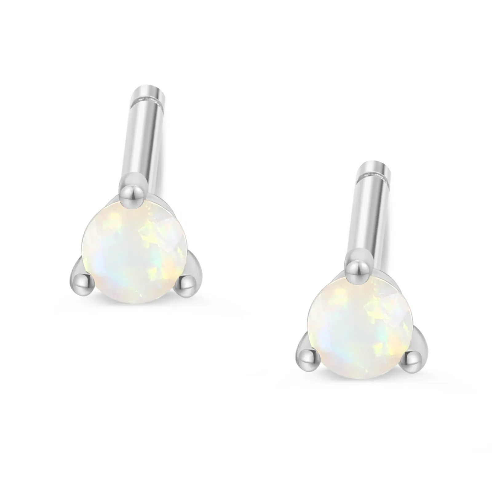 Opal Silver Stud Earrings