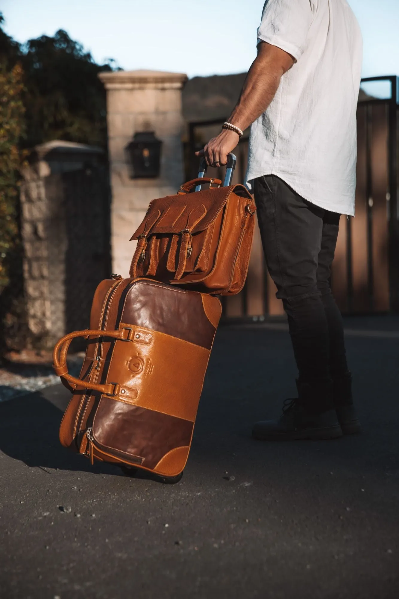 Oxford Leather Roller Overnight Bag