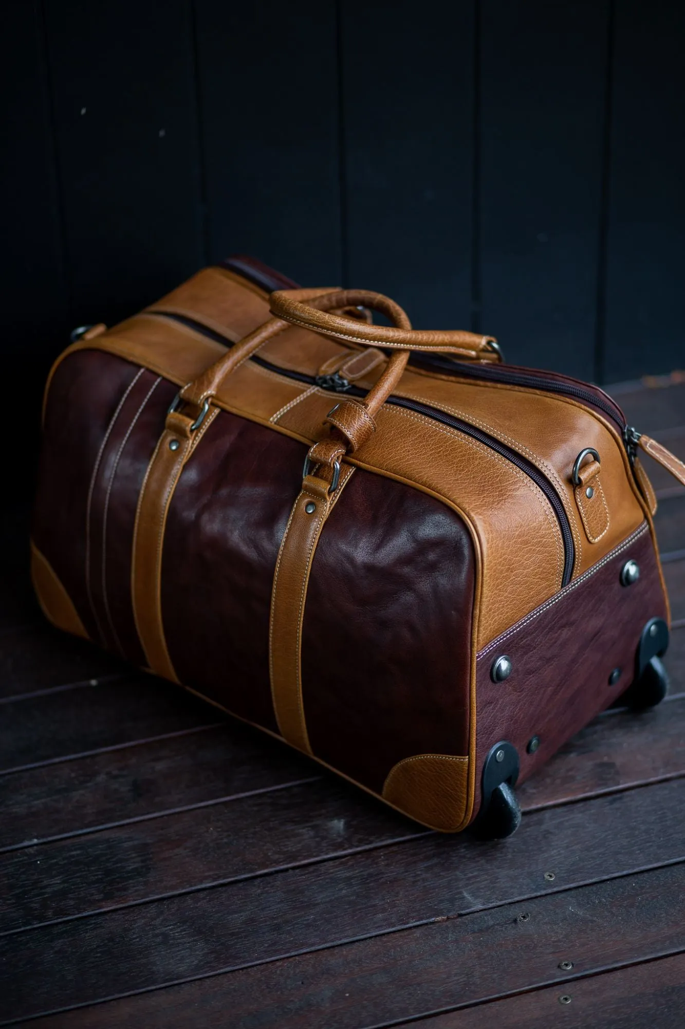 Oxford Leather Roller Overnight Bag