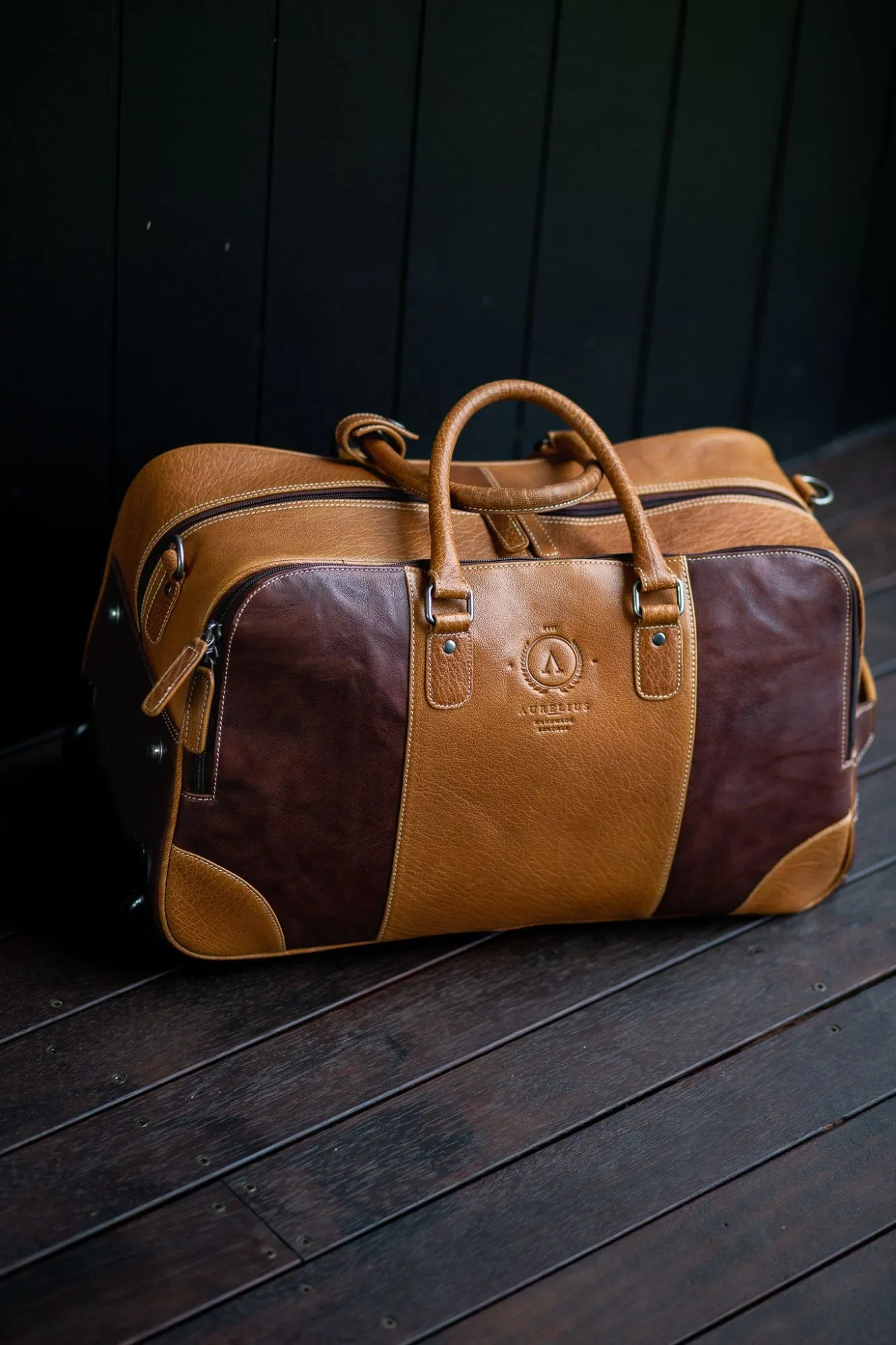 Oxford Leather Roller Overnight Bag