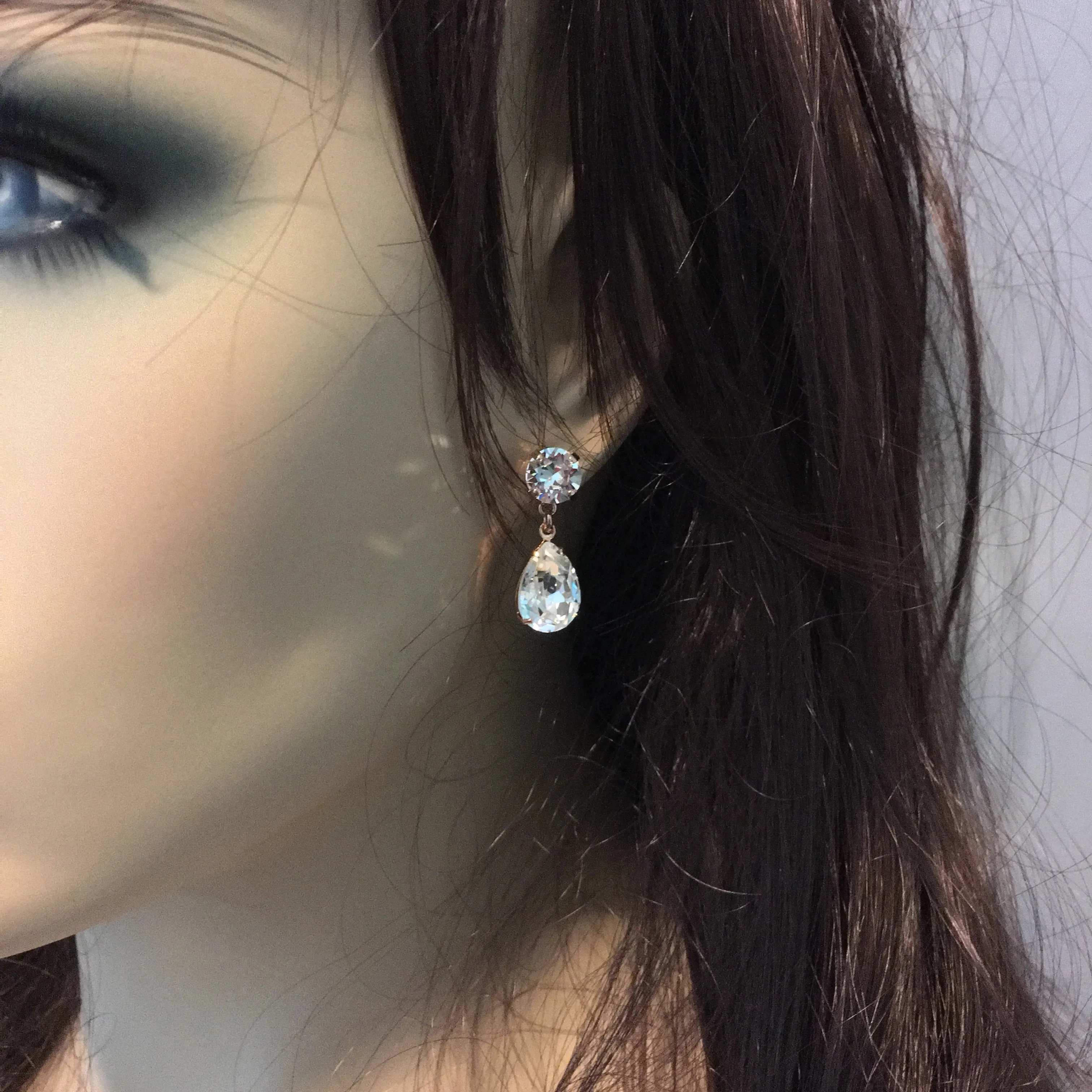 Pear Layered Dangling Post Earrings