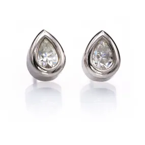 Pear Moissanite Bezel Stud Earrings